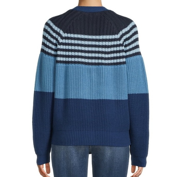 New Free People x Marine Layer Color Block Striped Sm Boyfriend-Style Button - Picture 4 of 7